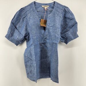 Boden Women's 6 Chambray Leah Short Sleeve Linen Top NWT